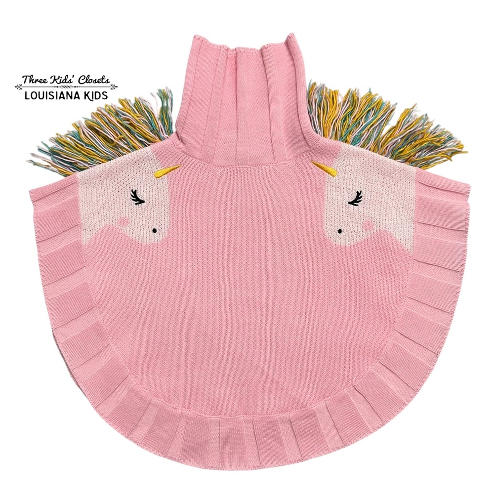 Cartwheels by Charlie Paige 2T-3T Pink Unicorn Poncho Sweater